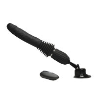 XR Brands Ultimate Power Pounder Vibrating and Thrusting Silicone Dildo with Remote Control Black