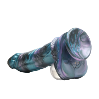 XR Brands Astro-Thrust Thrusting and Vibrating Silicone Dildo Blue/Purple