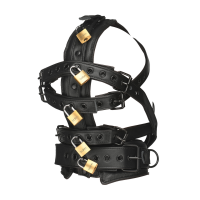 XR Brands Leather Head Harness with Muzzle Black