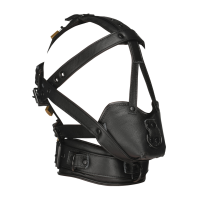 XR Brands Leather Head Harness with Muzzle Black