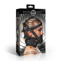 XR Brands Lockable Head Harness with Muzzle Black