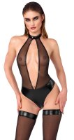 Noir Wetlook Body with Cut-Out and Glitter Black L