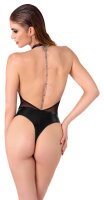 Noir Wetlook Body with Cut-Out and Glitter Black L