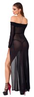 Noir Transparent Maxi Dress with Side Slit Black M
