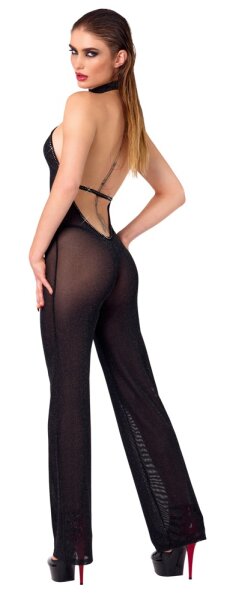 Noir Transparenter Overall mit Glitzer Schwarz S