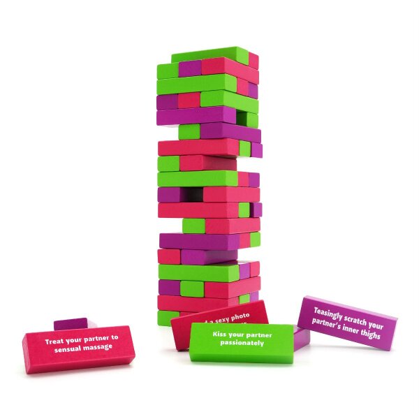 Play Wiv Me Tower of Pleasure Erotic wobbly tower game for couples with 54 blocks