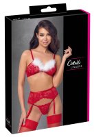 Cottelli Collection 3-Piece Christmas Set with Bra, Thong and Suspender Belt Multicolor S-M