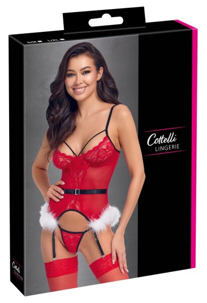 Cottelli Collection Weihnachtliches Set aus Strapshemd und String Mehrfarbig L-XL
