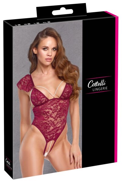 Cottelli Collection Lace Body with Open Crotch Red XL