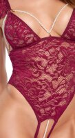 Cottelli Collection Lace Body with Open Crotch Red XL