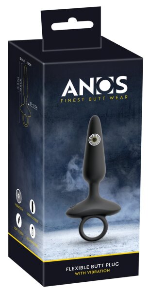 ANOS Flexibler Analplug mit Vibration Schwarz Ø 2,6 cm