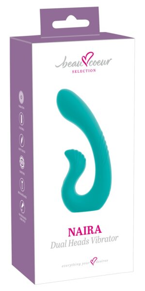 beau coeur Naira Flexibler Doppelvibrator Türkis 17,5 cm
