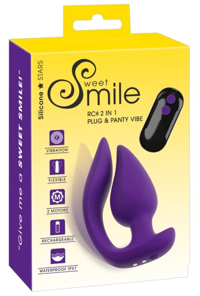 You2Toys Smile RC 2in1 Plug & Panty Vibrator Purple 11 cm Ø 3.5 cm