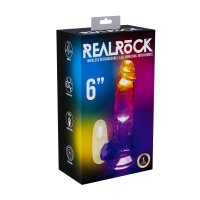 RealRock Vibrating Dildo with LED Transparent 15 cm...