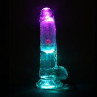 RealRock Vibrating Dildo with LED Transparent 15 cm Ø 4 cm