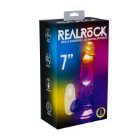 RealRock Vibrating Dildo with LED Transparent 18 cm...