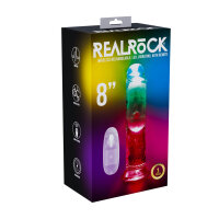 RealRock Vibrating Dildo with LED Transparent 20 cm...