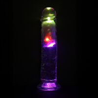 RealRock Vibrating Dildo with LED Transparent 20 cm Ø 4.2 cm