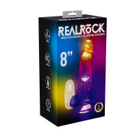 RealRock Vibrating Dildo with LED Transparent 20 cm...