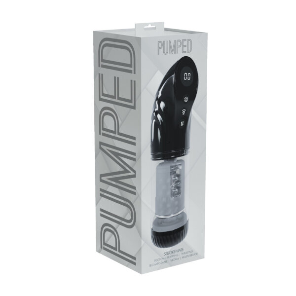Shots StrokeMate Masturbatorpumpe mit Saug-, Dreh- und Stoß-Funktion Schwarz