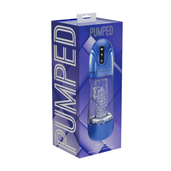 Shots SonicPull Masturbator-Pumpe mit Saug- und Vibrationsfunktion Blau