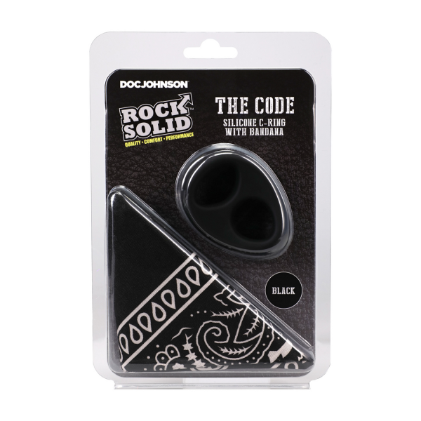 Doc Johnson The Code Silikon-Penisring mit Bandana Schwarz Ø 4,6 cm
