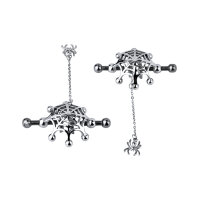 Kiotos Spider Web Nippelklemmen mit Kette Silber