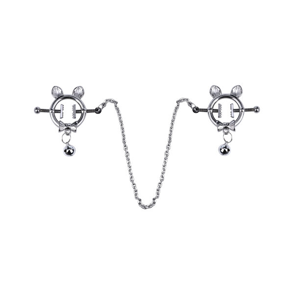 Kiotos Steel Kitten with Bowtie Nipple Clamps with Chain Silver