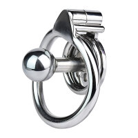 Kiotos Steel Chastity Device with Large Ball Plug Silver 6 cm Ø 4.5 cm