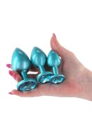 NS Novelties Irisierendes Aluminium Analplug Trainingsset 3-teilig Petrol