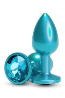 NS Novelties Rear Assets Iridescent Teal Anal Plug Small blue