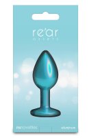 NS Novelties Rear Assets Iridescent Teal Anal Plug Small blue