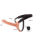 Hidden Desire Hollow Vibrating Strap-On Beige 20 cm