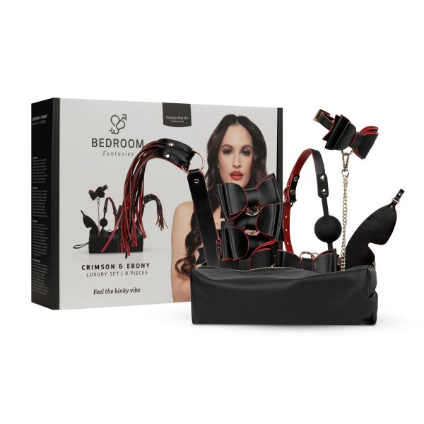 Bedroom Fantasies Crimson & Ebony 8-Piece Bondage Set Multicolour