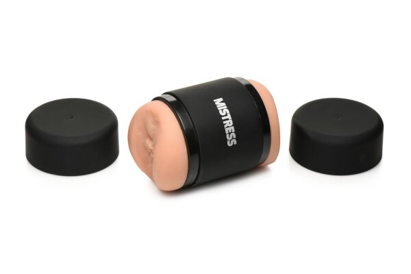 XR Brands Double Shot Mini Ass and Vagina Masturbator Beige