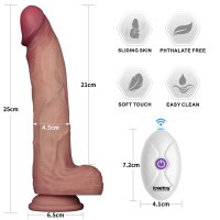 LoveToy Vibrating Sliding Skin Pro II with remote control 10"/ 25 cm Nude