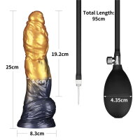 LoveToy Dual Density Inflatable Dildo 10" / 25 cm Gold/Black