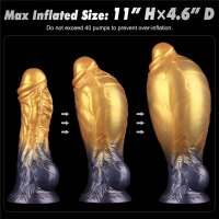 LoveToy Dual Density Inflatable Dildo 8" / 20 cm Gold/Black