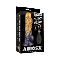 LoveToy Dual Density Inflatable Dildo 8" / 20 cm Gold/Black