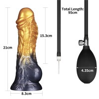 LoveToy Dual Density Inflatable Dildo 7,5" / 19 cm Gold/Black
