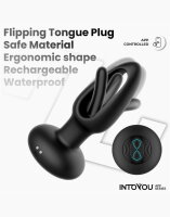 INTOYOU Zack Anal Plug with Flipping Tongue  (with App Control) Black