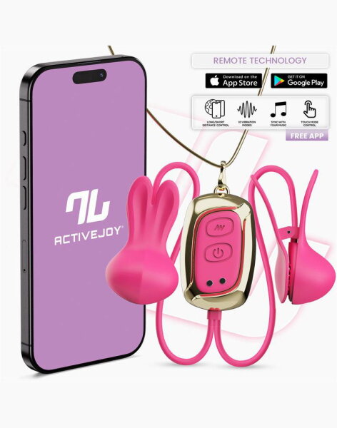 INTOYOU Tickly Nipple Clamps with Necklace (with App Control) - Pink