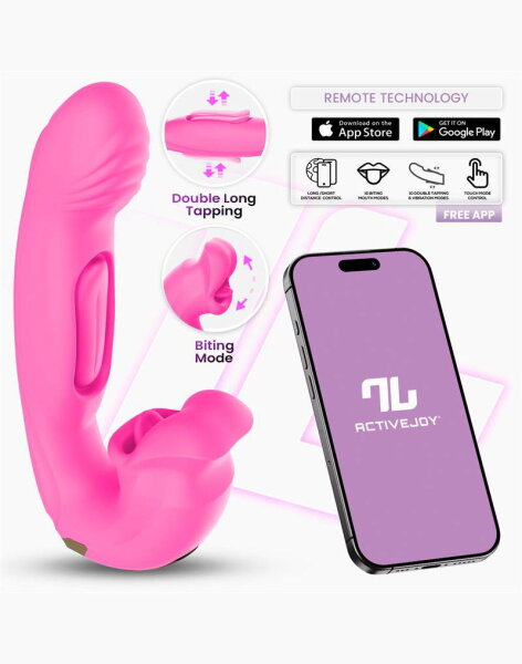 INTOYOU Bimby Biting and Double Tongue Tapping Vibrator with App Pink