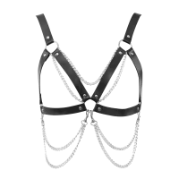 Amorable Open Bra with Chains Black Silver One Size