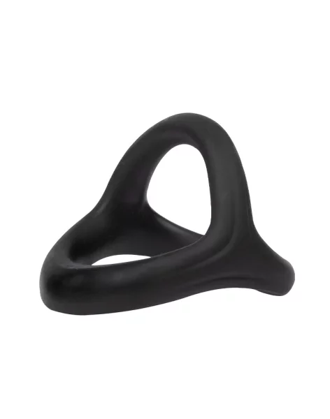 Rimba Silicone Penis Ring with 3 Openings Black Ø 4 cm