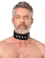 Rimba Leather Neck Restraint with Double D-Ring Black