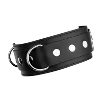 Rimba Leather Neck Restraint with Double D-Ring Black