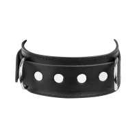 Rimba Leather Neck Restraint with Double D-Ring Black