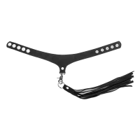 Rimba Wildlederhalsband mit abnehmbarer Peitsche Schwarz