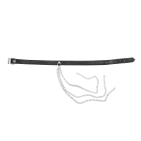 Rimba Leather Collar with Metal Chains Silver Black